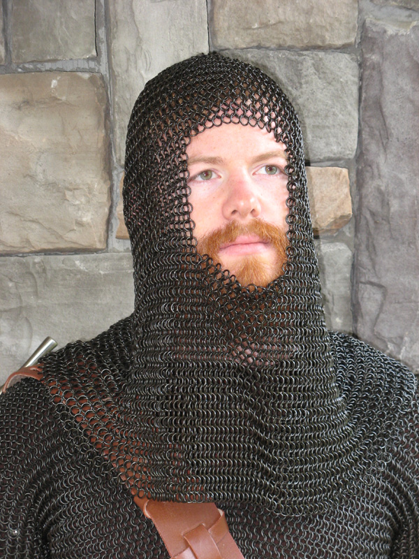 Black Steel Chain Mail Coif